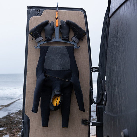 C-Monsta Wetsuit Hanger Hung On Van Door