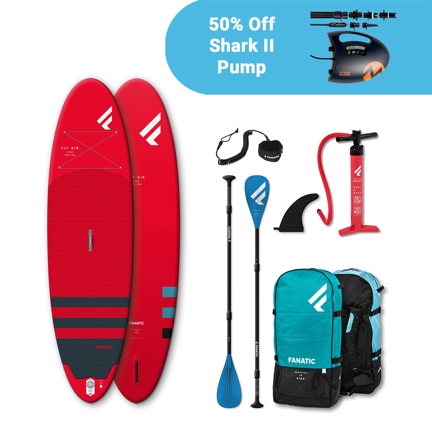 Fanatic Fly Air Pure Red 10'8 Paddleboard Package