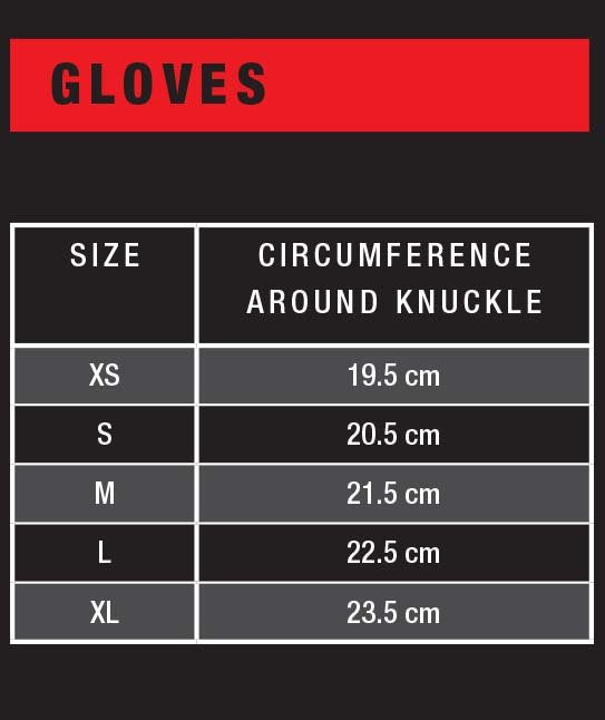 ION Gloves Size Chart