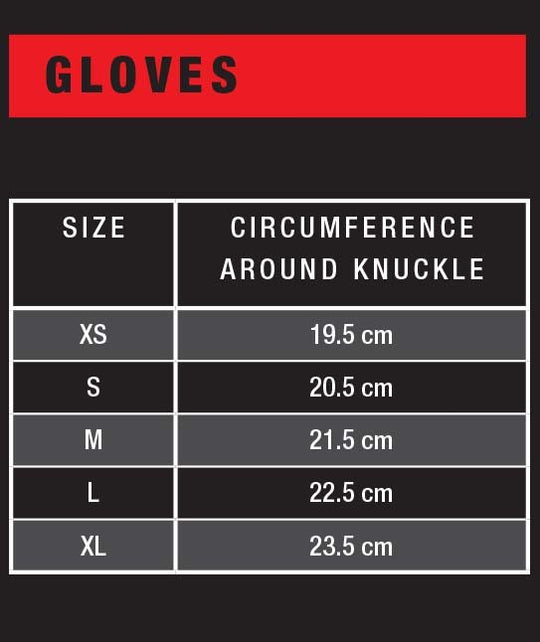 ION Gloves Size Chart