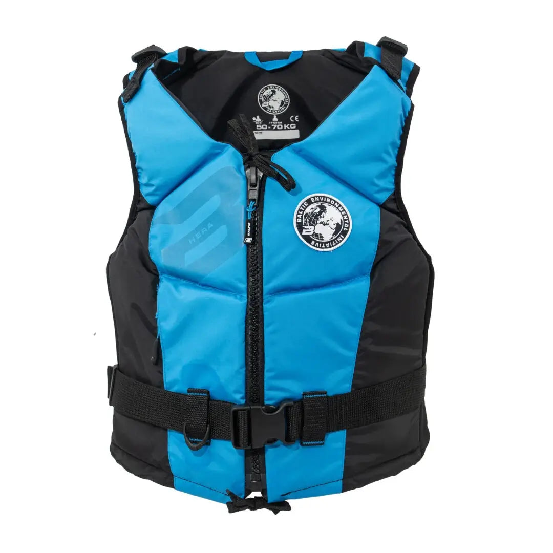 Baltic Hera E.I. PFD in aqua blue and black, studio image.