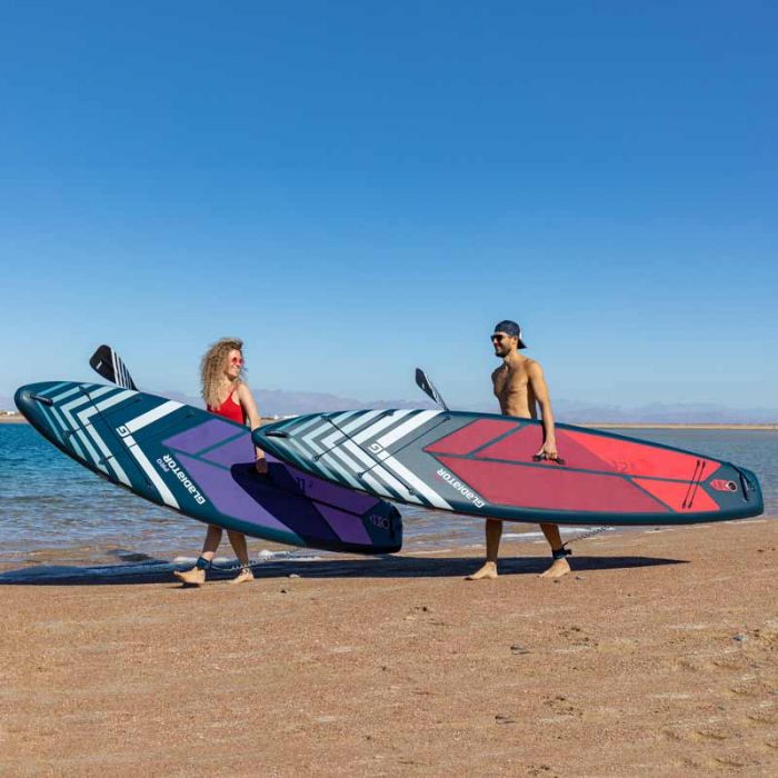 Gladiator Pro 11'2 and Gladiator Pro 12'6 Paddleboards on the beach