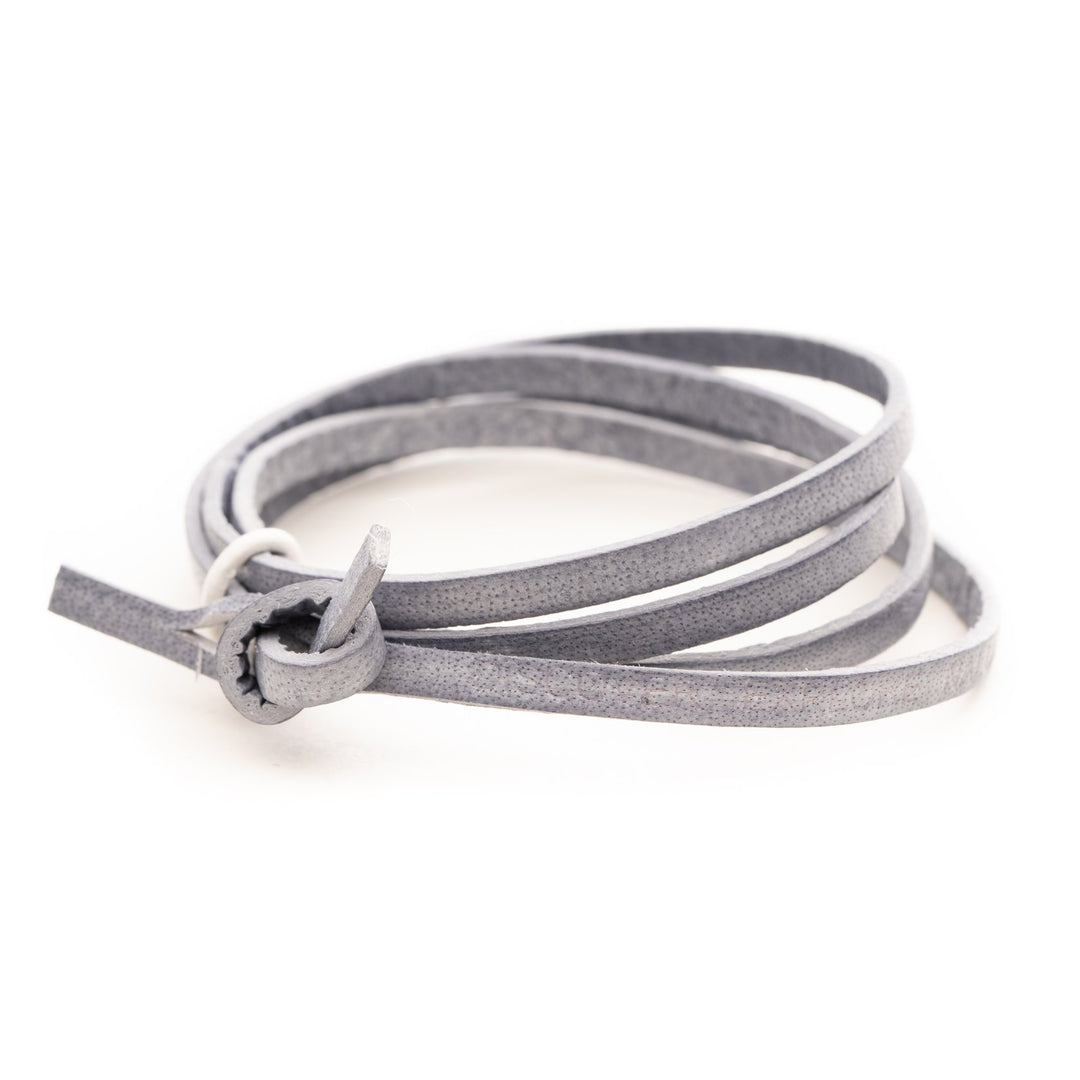 Nalu Beads Pale Grey Leather Wrap